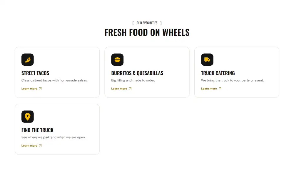 Street Flame Food Truck — A page for every service