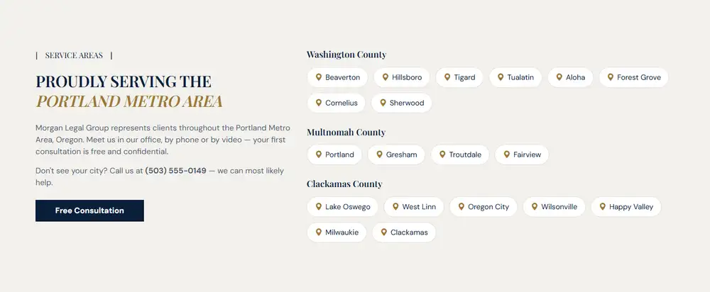 Morgan Legal Group — The cities you serve