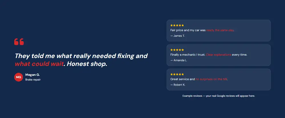Precision Auto Repair β Reviews that build trust