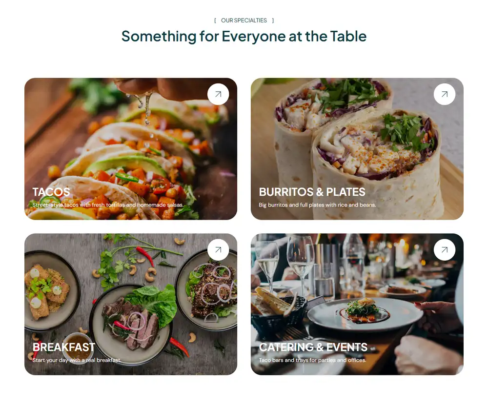 Casa Sol Taqueria — A page for every service