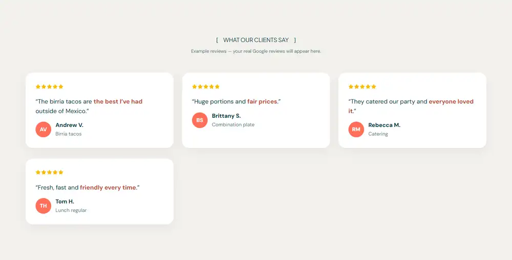 Casa Sol Taqueria — Reviews that build trust