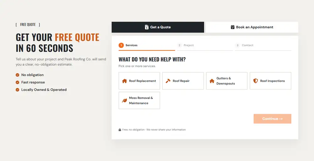 Peak Roofing Co. — Quotes and online booking