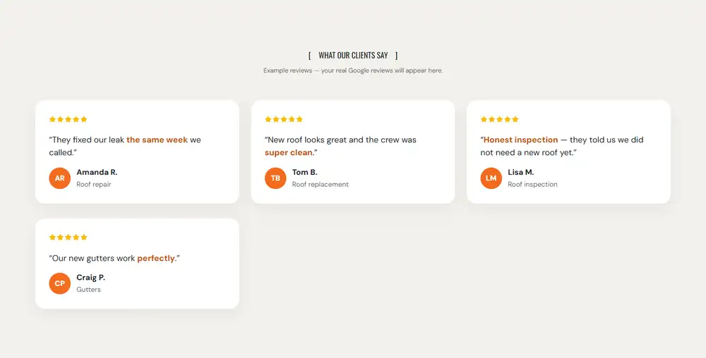 Peak Roofing Co. — Reviews that build trust