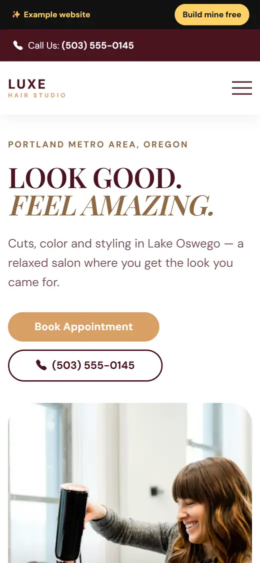 Luxe Hair Studio β mobile
